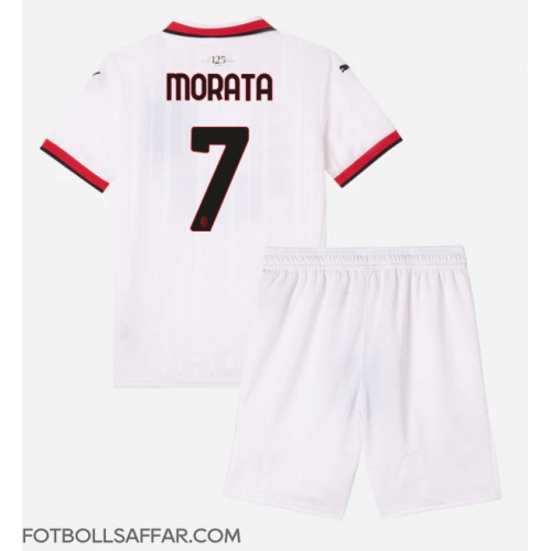 AC Milan Alvaro Morata #7 Bortadräkt Barn 2024-25 Kortärmad (+ Korta byxor)